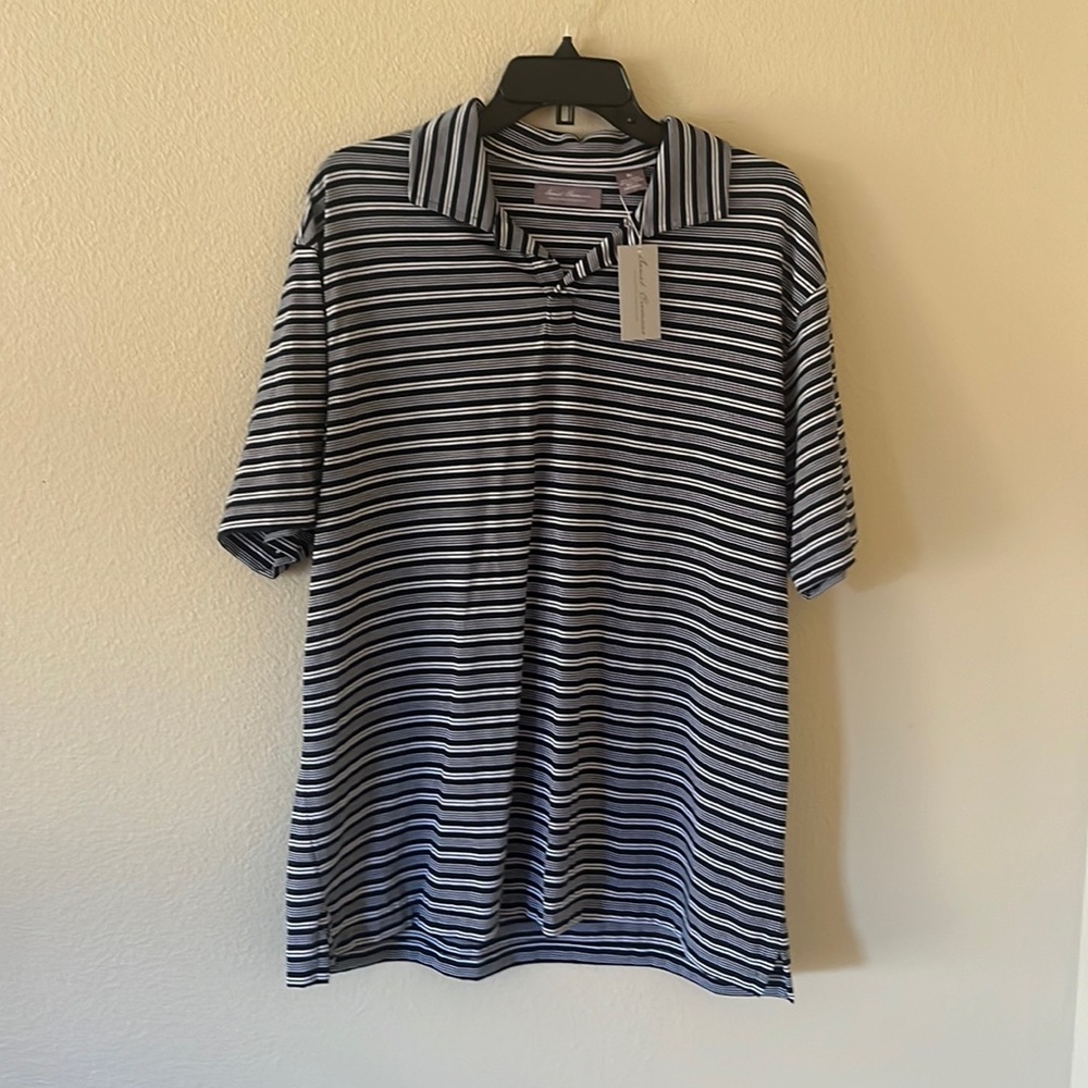 Daniel Cremieux navy and white striped polo Size XL NWT